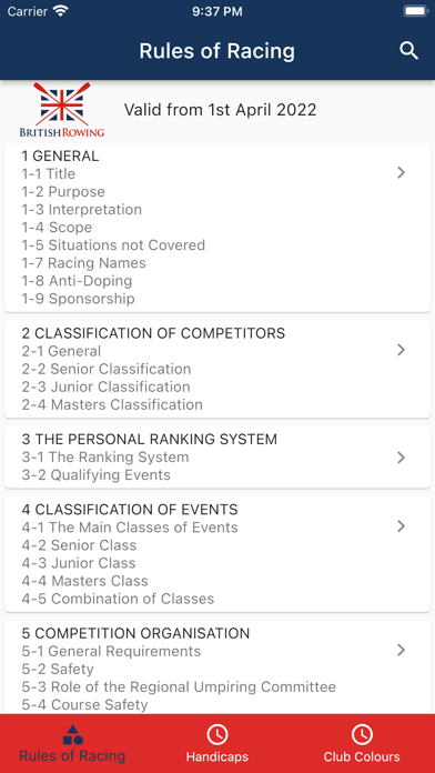 British Rowing Rules of Racing Screenshot