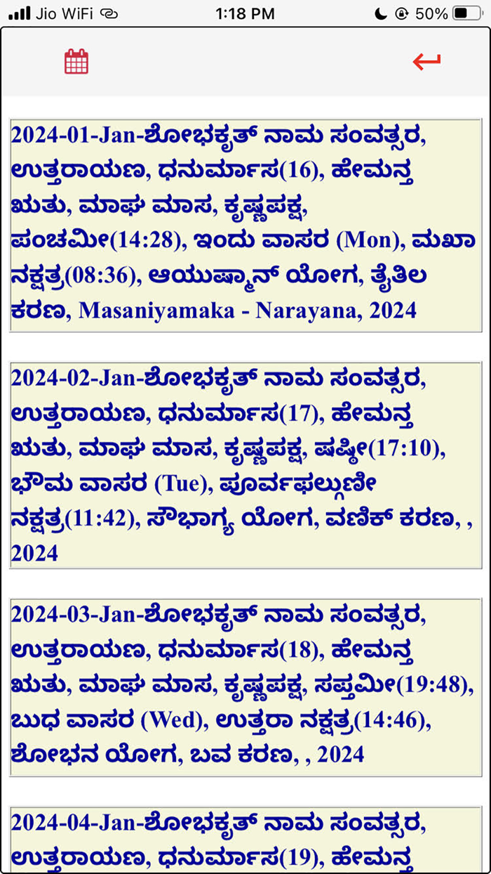 Udupi Panchanga 2024
