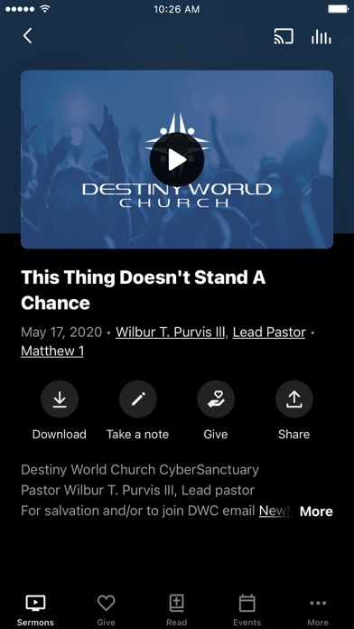 Destiny World Church Screenshot