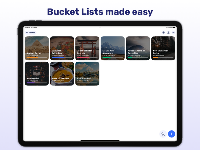 Söka Bucket Lists Made Easy