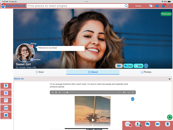 ExtentWorld: Social & Dating iPad screenshot 2 - Social Networking app