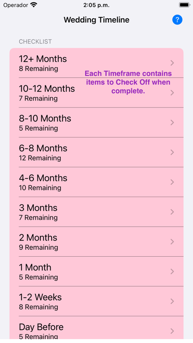 Screenshot #1 pour Wedding Timeline Checklist