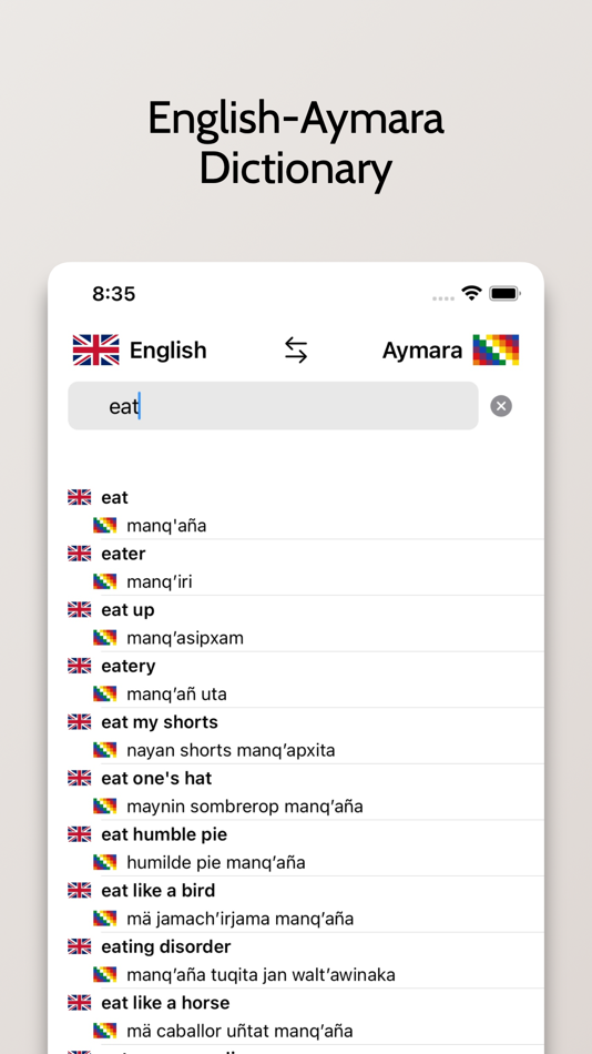 #1. Aymara-English Dictionary (iOS) Podle: FB PUBLISHING LLC