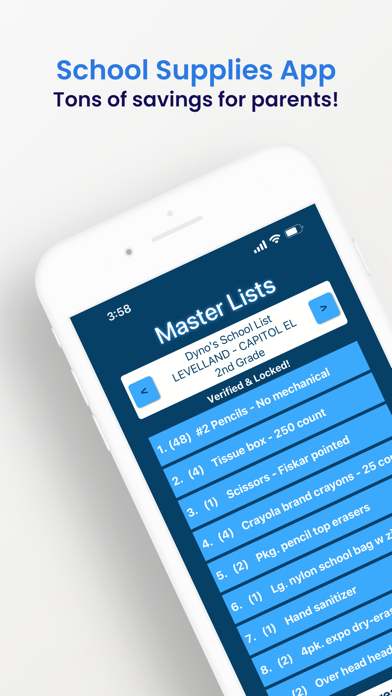 School Supplies App Screenshot