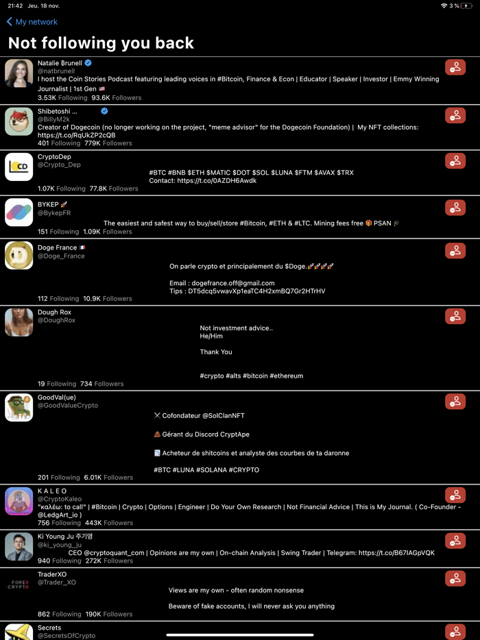 Stats  for Twitter - Unfollow