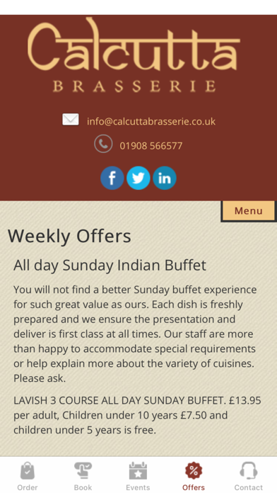 Calcutta Brasserie Screenshot