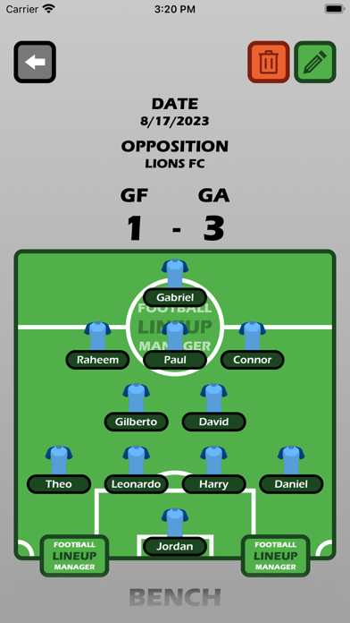 Football Lineup Manager Screenshot
