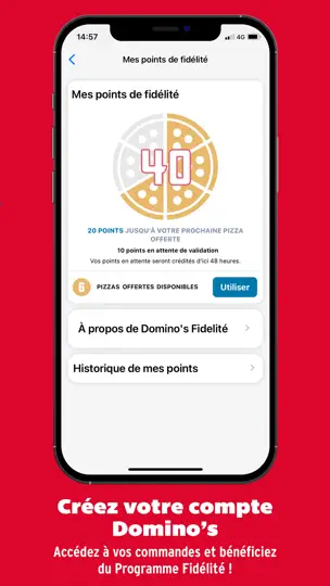 Capture d'écran de Domino’s Pizza France sur iPhone 4