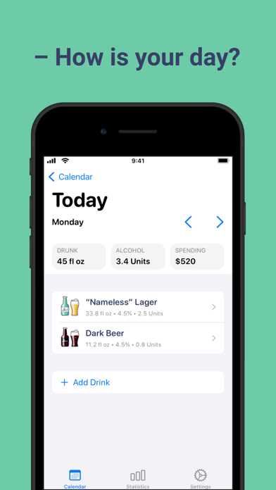 Alcohol drink tracker AlcoStat Screenshot