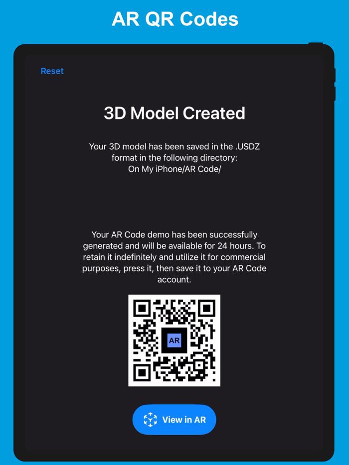 AR Code Object Capture 3D Scan