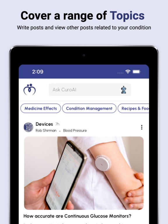BP+Diabetes Groups - CuroPeers iPad screenshot 4 - Social Networking app