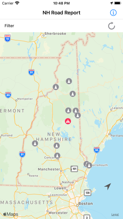 New Hampshire Road Report Screenshot