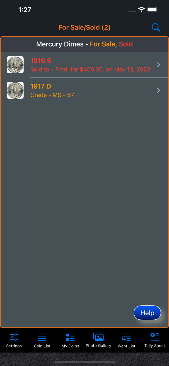 Mercury Dime Collection