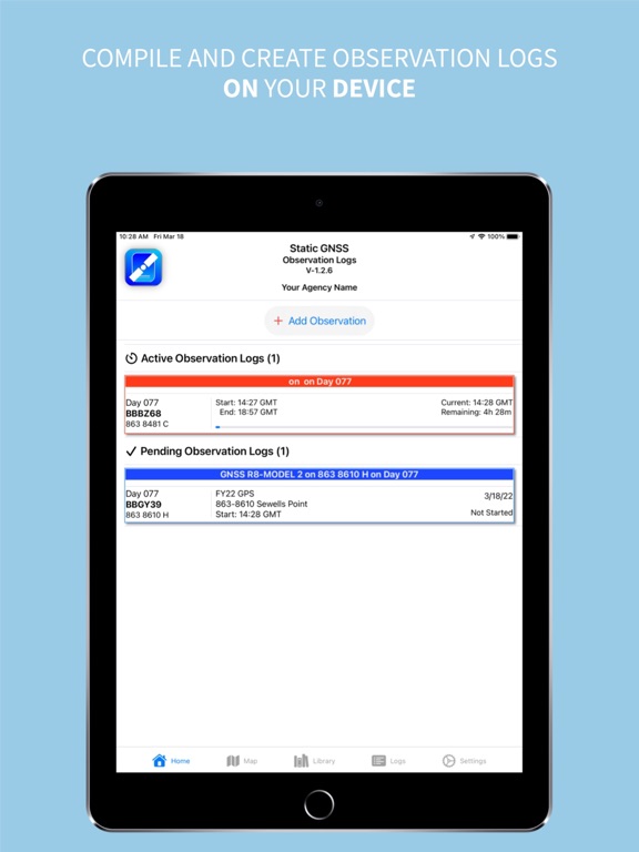 GNSS Log App iPad screenshot 1 - Productivity app