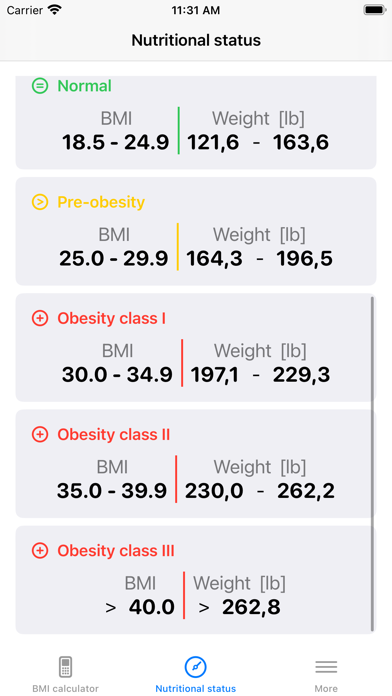 BMI Calculator & Weight Check Screenshot