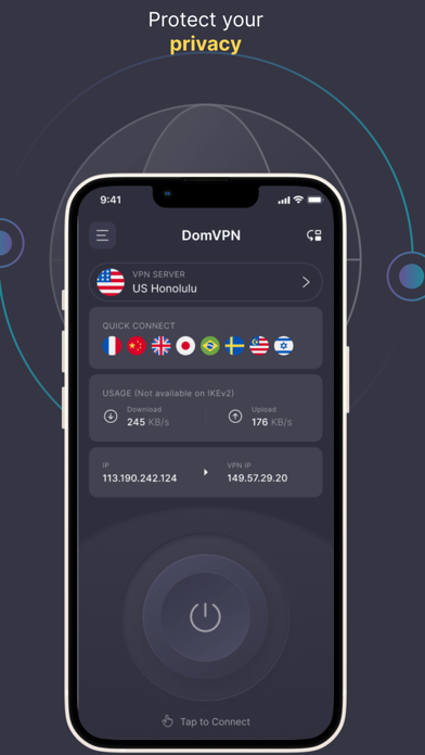 VPN for iPhone No Ads - DomVPN Screenshot
