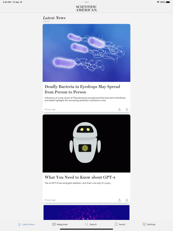 Scientific American iPad app afbeelding 1