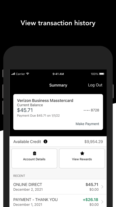 Verizon Business Mastercard Screenshot