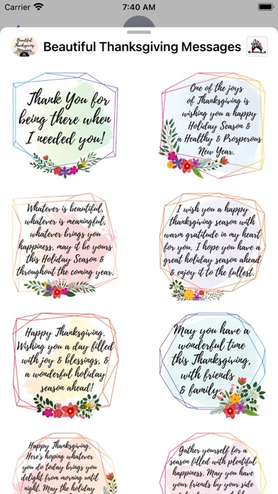Beautiful Thanksgiving Message Screenshot