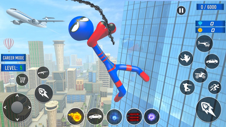 Stickman Rope Hero Game spider screenshot-4