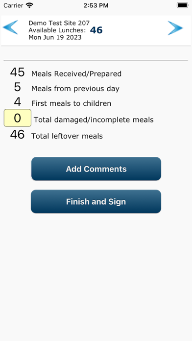 Meal Count Screenshot