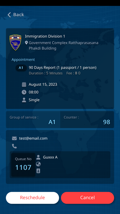 Bangkok Immigration Booking Screenshot