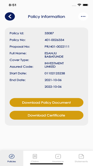 NSIA Insurance Screenshot
