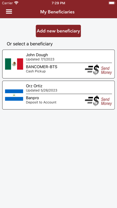 Curacao Money Transfer Screenshot