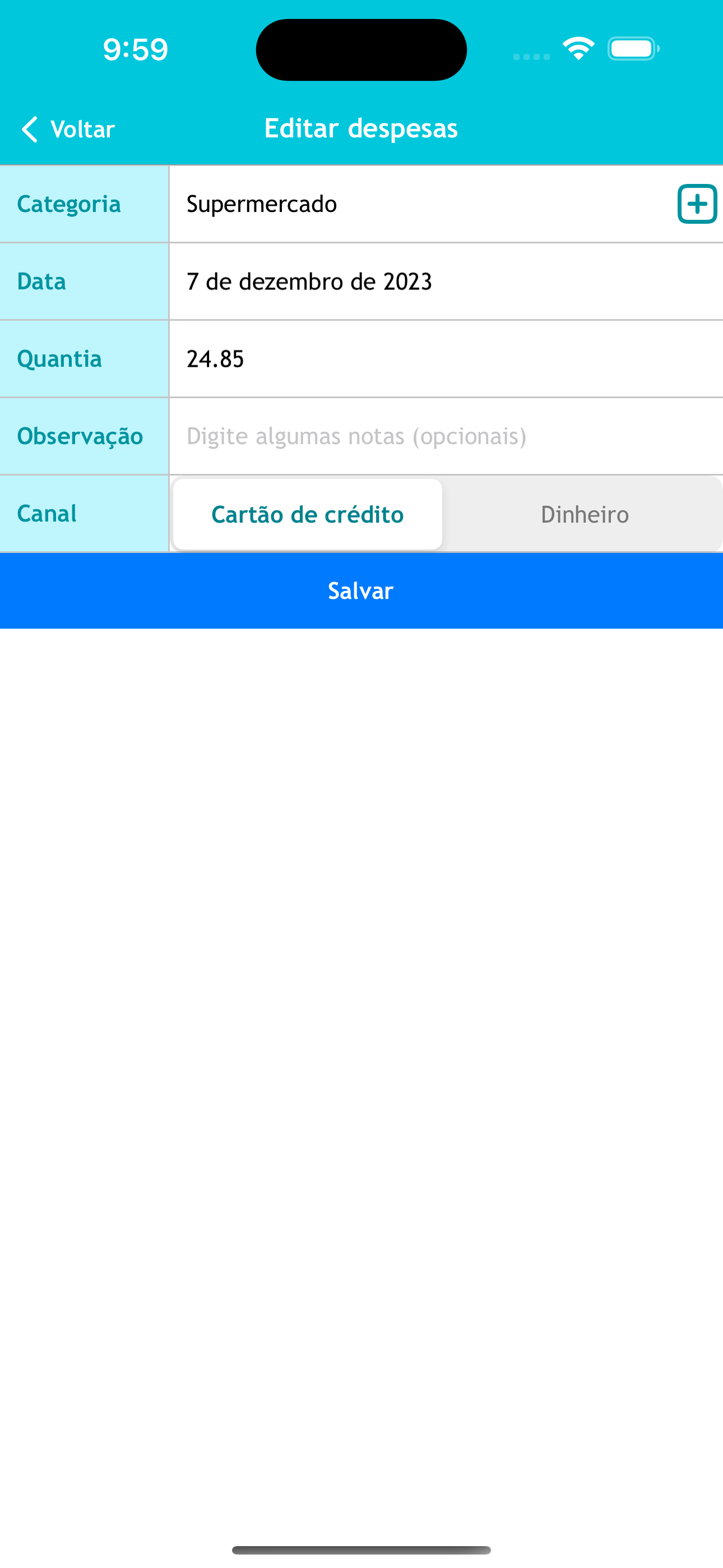 Acompanhamento de despesas