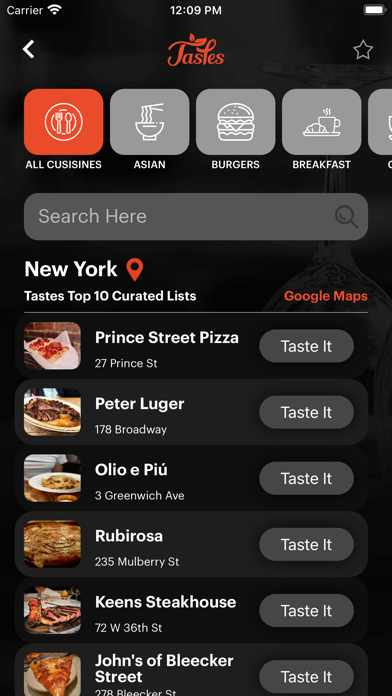 Tastes Screenshot