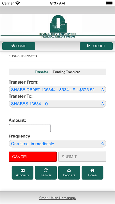 Irving City Employees FCU Screenshot
