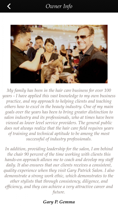 Gary Patrick Salon Screenshot