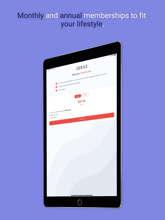 Jeevz - Personal Driver iPad screenshot 6 - Lifestyle app