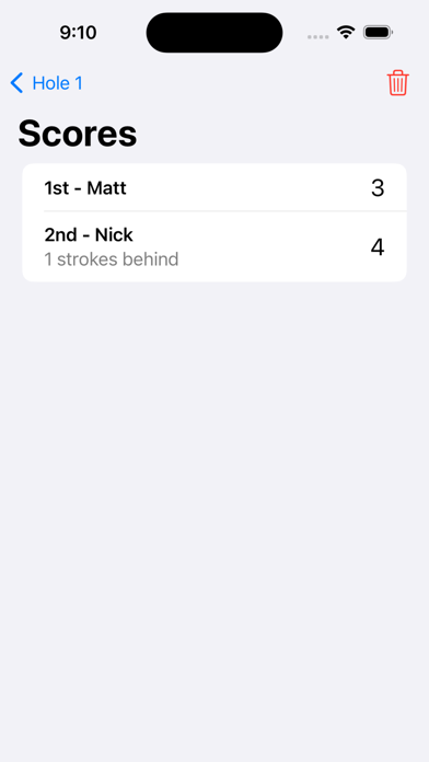 Putts - Mini-Golf Score Card Screenshot