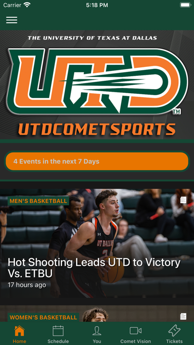 UT Dallas Athletics Screenshot