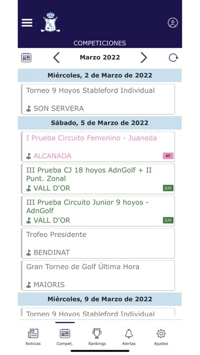 Federación Balear Golf Screenshot