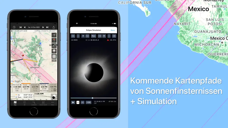 Screenshot von The Photographer's Ephemeris auf dem iPhone 2