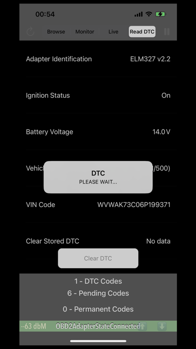 OBDII Scanner ELM327 OBD2 Screenshot