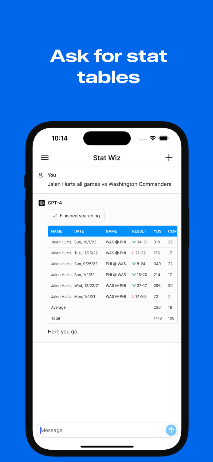 Stat Wiz AI Sports Chat Bot