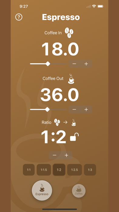 Espresso and Coffee Ratios Screenshot 1 - AppWisp.com Espresso and Coffee Ratios Screenshot 1 - AppWisp.com