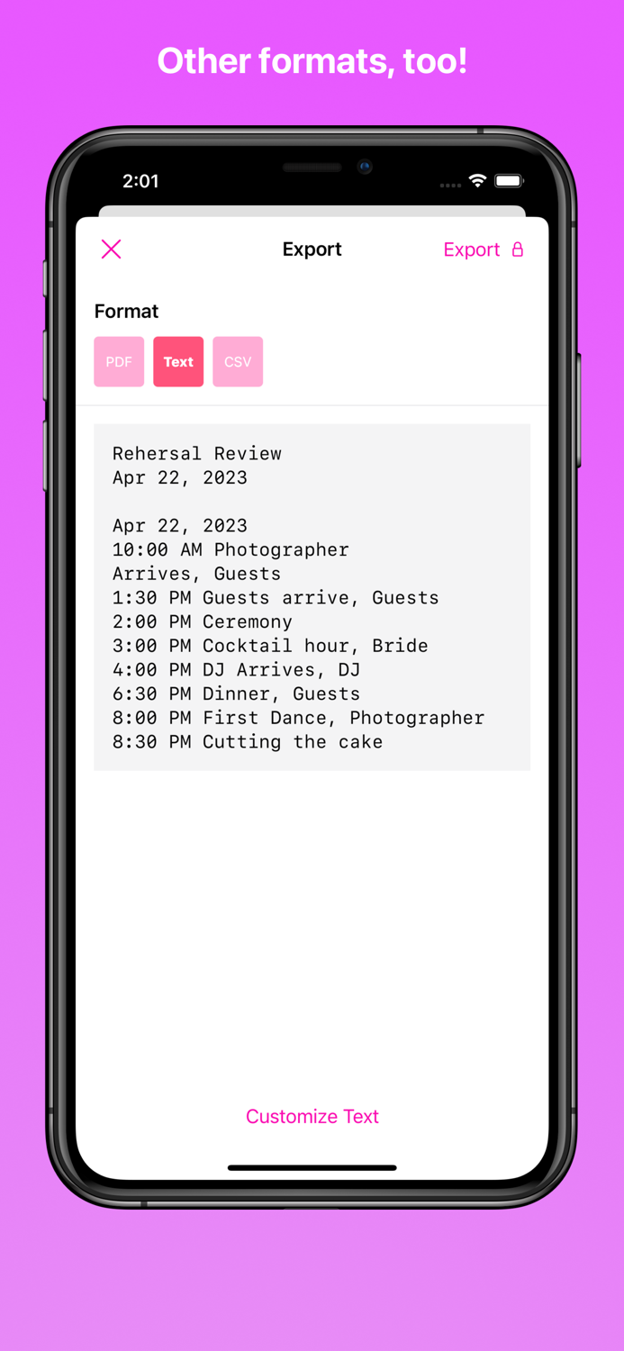 Wedding Schedule Maker
