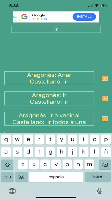 Diccionario Aragonés Screenshot