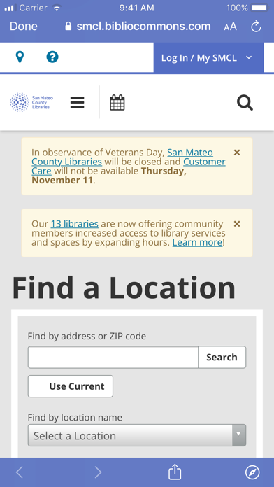 San Mateo County Libraries Screenshot