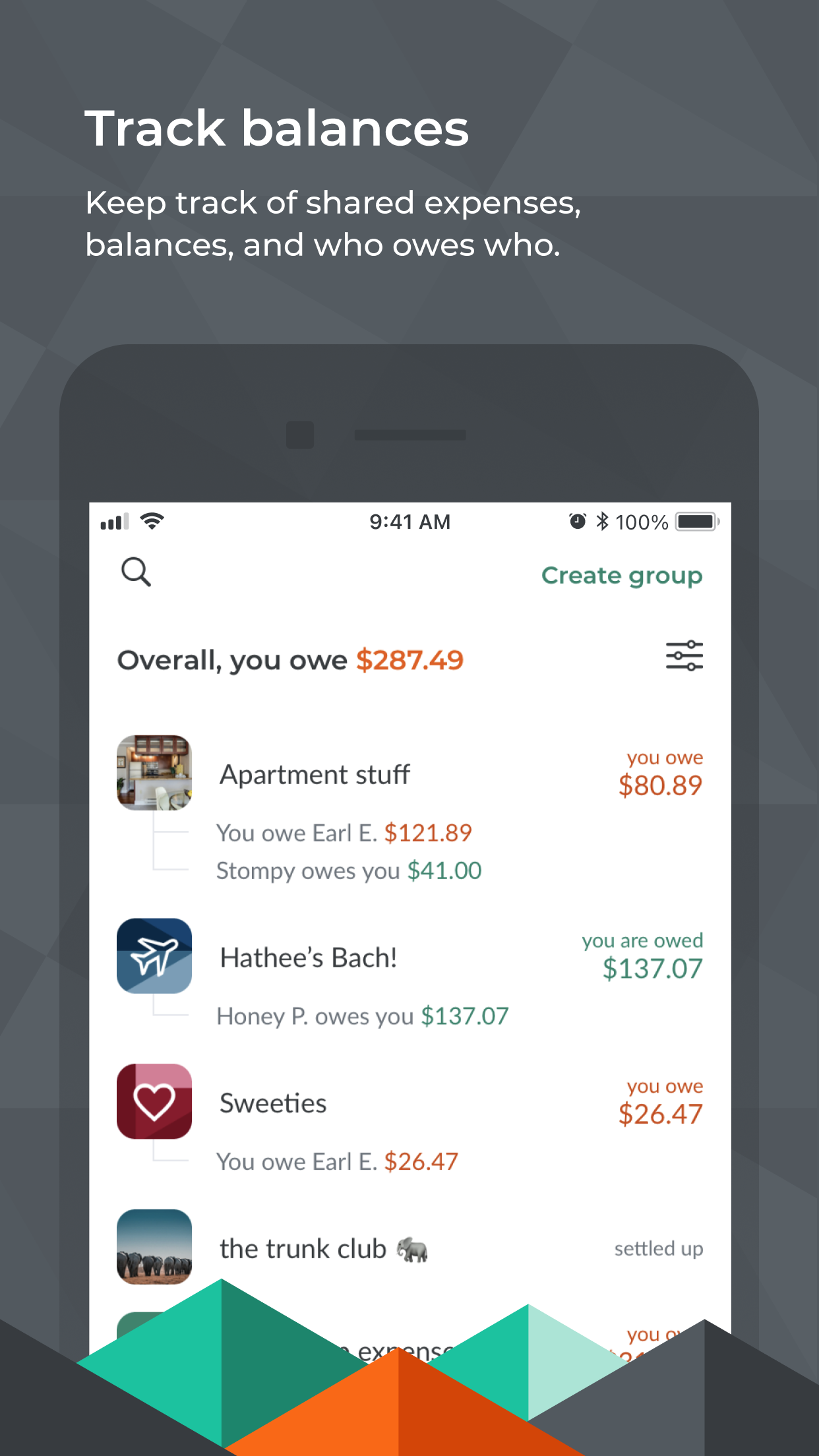 Splitwise screenshot 1