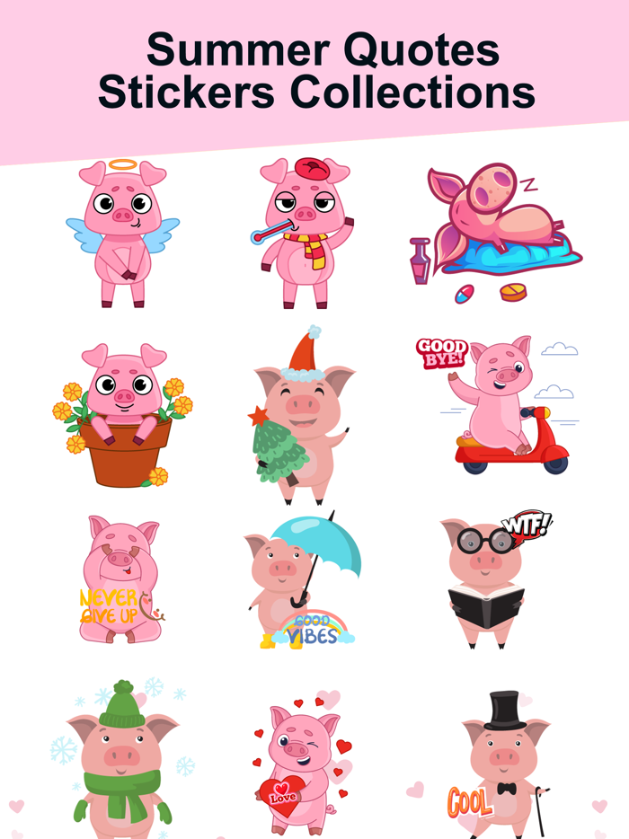 Animated Pink Pig Stickers
