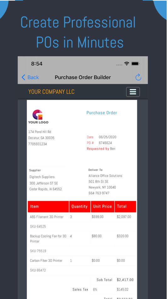 Purchase Order Builder - 1.4 - (iOS)