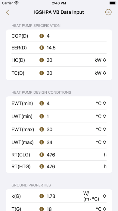 Geothermal Calculator Screenshot