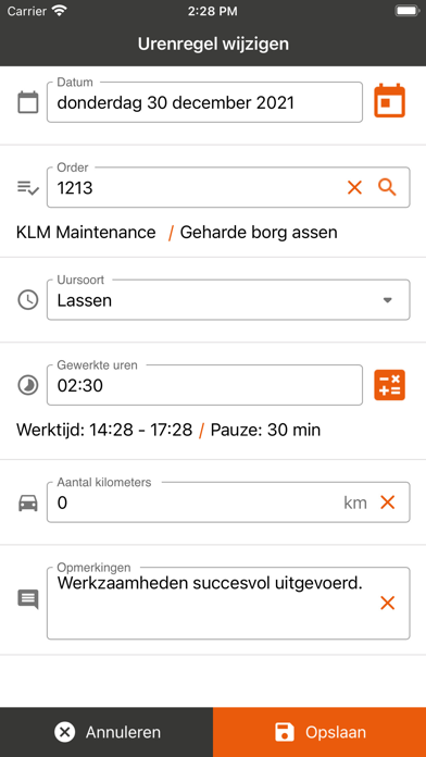 Komdex Urenregistratie Screenshot