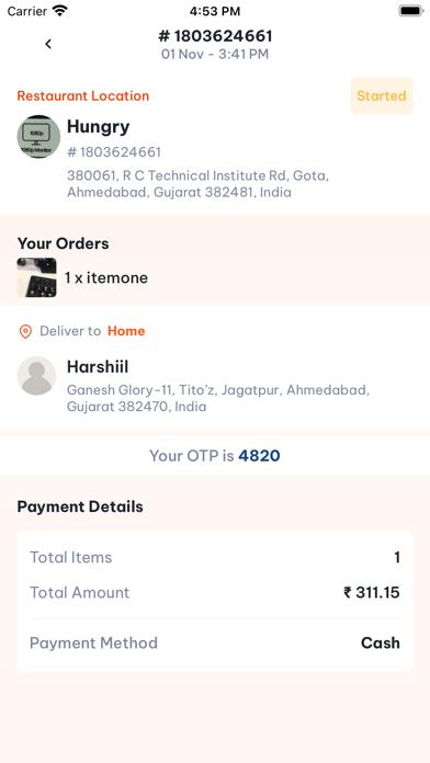 HUNGRS: Delivery Partner Screenshot