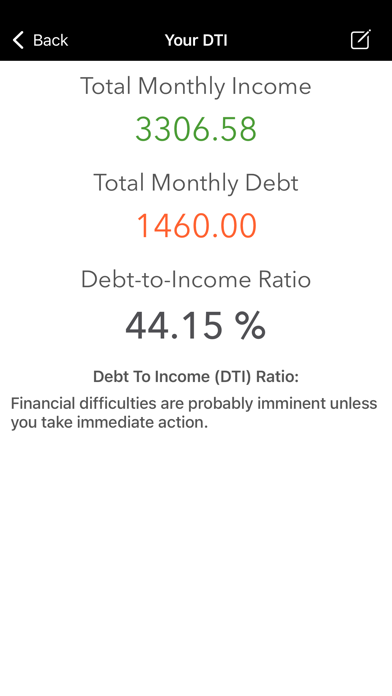 Debt To Income Calculator Screenshot